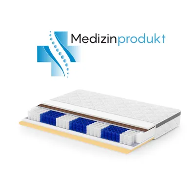 Produktbild von Matratze medizinische 140x200 cm MEDIRO FLEX, 7 Zonen H3 H4 Taschenfederkernmatratze, 23 cm Höhe, Matratze mit Taschenfederkern