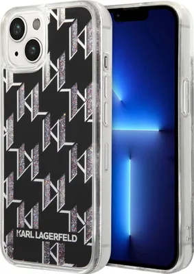 Produktbild von Karl Lagerfeld Hard Cover Liquid Glitter Monogram Black, für iPhone 14 Plus, KLHCP14MLMNMK