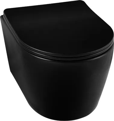 Obrázek produktu pro Balneo závěsné WC LUXA bez ráfku 48,5 × 36,5 × 36,5 cm WC sedátko s mechanismem měkkého zavírání černé barvy