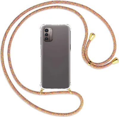 Produktbild von Handykette Backcover-Schutzhülle mit Band (Metall goldfarben) für Nokia G11 / G21 - Rainbow