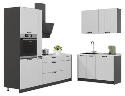 Obrázok produktu pre Kuchyňa Vicco Fame-Line Biely vidiecky dom/antracitová 220 x 120 cm, AP Antracit, Model 64968