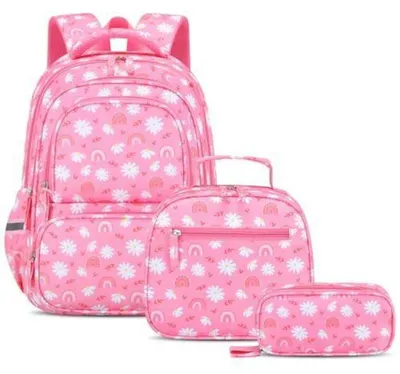 Produktbild von 3-teiliges Schulrucksack-Set Mädchen 1. Klasse mit Reflektoren Gänseblümchen 25L