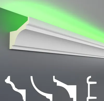 Produktbild von HEXIM LED Stuckleisten Muster - Indirekte Beleuchtung mit Deckenleisten aus PU, leicht & lichtundurchlässig- (20cm LED-2) Stuckprofil Profil