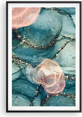 Produktbild von Gerahmtes Poster - Schwarzer Rahmen - Flüssigkeit Gold Rosa - 61x91,5 cm - Wand Bild - Wanddeko - Wandbilder - Kunstposter - Wandposter - Bilderrahmen - Bilder - Kunstdruck - P2BPA61x91-4817
