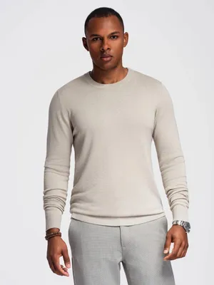 Produktbild von Ombre Herrenpullover mit Rundhalsausschnitt aus elastischem Strick  hellgrau XXL