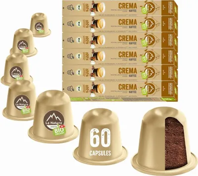 Image de Café Crema - 60 capsules de café | La Natura Lifestyle Organic 306g| | Compatible avec Nespresso®*³
