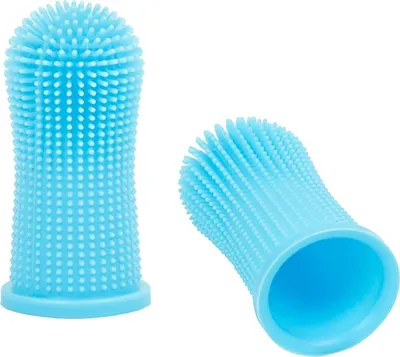 Produktbild von Hunde Zahnbürste,Hundezahnbürste für Kleine Hunde,Zahnbürste Hund,Fingerzahnbürste Hund,Hundezahnbürste Fingerling,Zähne Putzen Hund,Fingerlinge Hunde Zahnpflege,Silikon,360°,2 Stück (Blau)