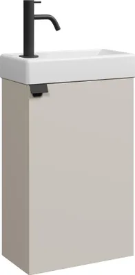A modern bathroom vanity set with a sink and cabinet.
