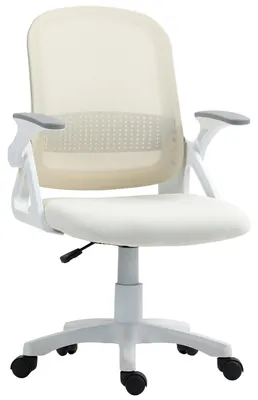 Obrázek produktu pro HOMCOM Kancelářská židle Ergonomická otočná židle s odklápěcími područkami, bílá