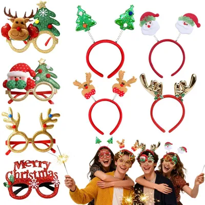 Weihnachts-Haarreifen und Brillen-Set, 8 Stück (4+4)