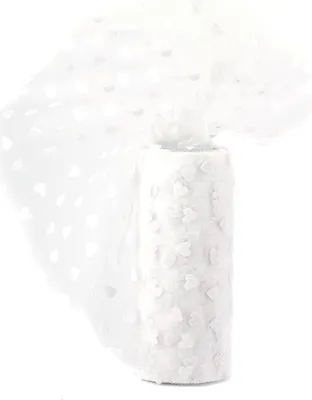 tüllstoff tüllband tüllrolle dekostoff transparent schleifenband zum basteln samtherzen weiß 15 cm