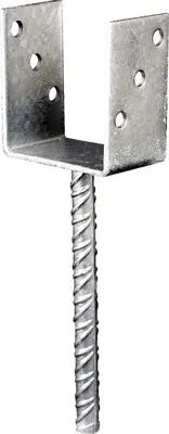 Produktbild von U-Pfostenträger m. Betonanker aus Riffelstahl 81 x 100 x 200 mm, feuerverzinkt, 1 Stück