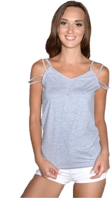 Produktbild von Damen Spaghettiträger-Top Bluse mit V-Ausschnitt; Grau/S/M