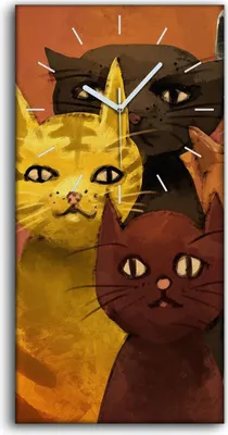 Produktbild von Wandbild Leinwand Bilder mit Uhr 30x60 Malerei Abstrakte Tiere Katzen Kunst - weiße Hände