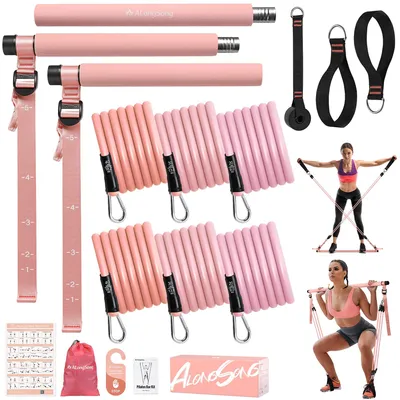 Produktbild von Pilates-Bar-Set – Enthält 6 Widerstandsbänder für ein Ganzkörpertraining