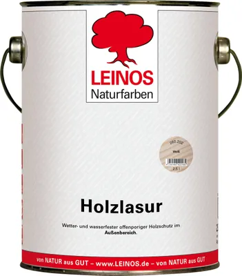 Produktbild von Wetterfeste Holzlasur für Außen 202 Weiß 2,50 Liter - offenporiger Holzschutz mit Filmschutz gegen Pilzbefall - für Fenster, Türen, Zäune & Pergolen - wasserabweisend, lasierend