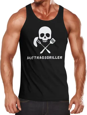 Produktbild von Herren Tanktop Auftragsgriller Funshirt Grill Shirt BBQ Skull Moonworks®  XXL