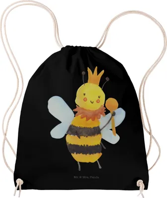 Produktbild von Mr. & Mrs. Panda gym tasche Biene König - Schwarz - Geschenk, gymnastiktasche, Fitness, Jutebeutel, wander rucksack, Sportbeutel, Stoffbeutel
