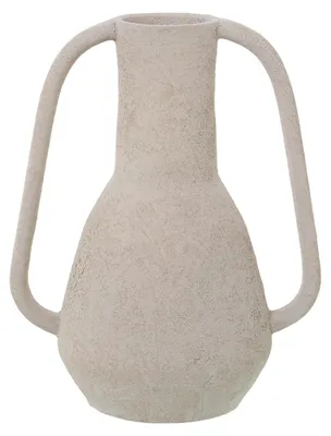 Keramikvase mit Henkeln, beige, Sandtextur, 18x13x24 cm