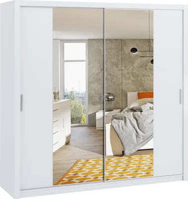 Produktbild von Schiebetürenschrank mit Spiegel 220 BONEY BO11 weiß