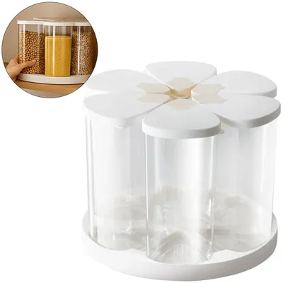 Produktbild von Müslispender, Rotierender Müslispender für die Arbeitsplatte,6*650ml,6 Fach,für Hafer, Cornflakes, Mehl
