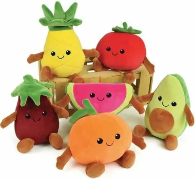 Zdjęcie produktu dla JEMINI Fruity box z 6 miękkimi pluszowymi owocami i warzywami +/- 17 cm