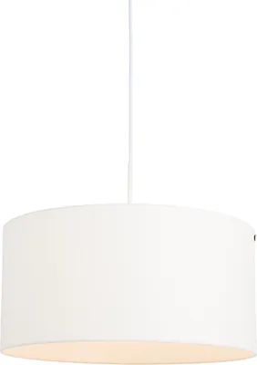 Zdjęcie produktu dla QAZQA – nowoczesna lampa wisząca I lampa wisząca I lampa wisząca biała z białym kloszem 50 cm – Combi 1 I salon I sypialnia – tekstylna okrągła – odpowiednia do żarówek LED E27