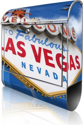 Produktbild von banjado Design Briefkasten Stahl silber mit Zeitungsfach pulverbeschichtet "Las Vegas" 38x46x12,5cm & 2 Schlüssel - Postkasten A4 Einwurf inkl. Montagematerial [BK 10127]
