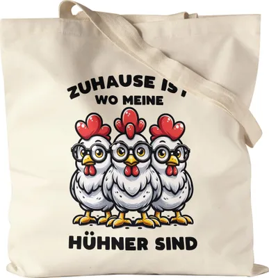 Produktbild von Zuhause ist wo meine Hühner sind Witzige Hühner Jutebeutel - Bauernhof Liebe Geschenk