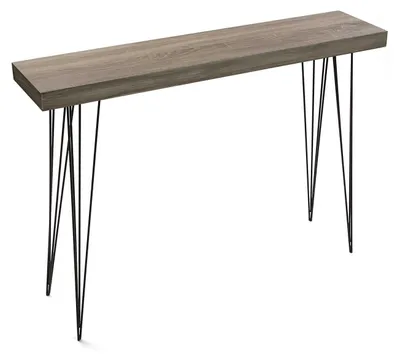 Konsolentisch 80x110x25 cm, Holz/Metall, Braun – schmal für Diele
