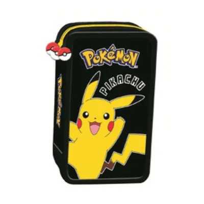 Zdjęcie produktu dla Piórnik Potrójny 3-komorowy Z Wyposażeniem Pokemon Pikachu St. Majewski