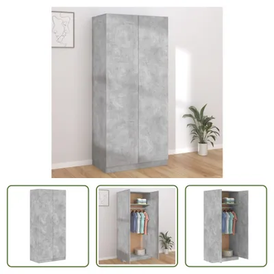 Image de The Living Store Armoire gris béton 90x52x200 cm Bois composite
