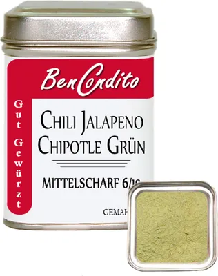 Produktbild von Grüne Jalapeno Chili gemahlen 70 gr. Dose