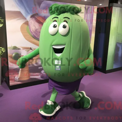 Produktbild von Maskottchenkostüm REDBROKOLY Grüne Aubergine mit Laufshorts und Einstecktüchern