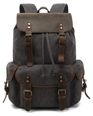 Immagine prodotto di Zaino vintage unisex in pelle e tela, ideale per l'uso quotidiano