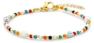 Produktbild von CO88 Collection 8CB-91295 Perlenarmband – Armband – Perlen – 2 mm – Perlen – 3,5 mm – 16,5+3 cm – Mehrfarbig – Goldfarben