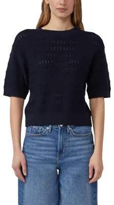 Produktbild von s.Oliver Ajour-Pullover mit Halbarm – Größe 40, 5959_navy