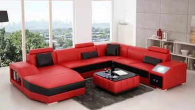 Produktbild von Wohnlandschaft Eckcouch Eckgarnitur Ecksofa Polster Sofa U-Form Ledersofa Couch