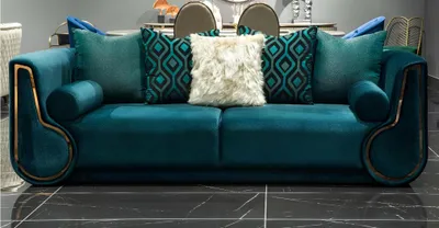 Immagine prodotto di Divano a tre posti in tessuto Divano a 3 posti imbottito Design moderno Verde Nuovo