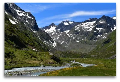 Produktbild von Premium Textil-Leinwand 120x80cm quer Schöne Landschaft mit Bergen oberhalb der Franz-Senn-Hütte im Stubaital | Wandbild, HD-Bild auf Keilrahmen, Fertigbild auf hochwertigem Vlies, Leinwanddruck von Sigena Semmling