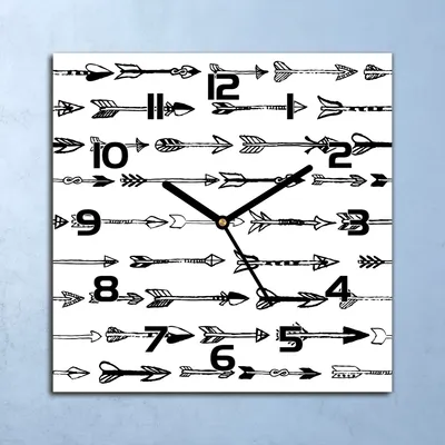 Produktbild von Wanduhr Echt-Glas-Küchenuhr Skizzierte Pfeile Quarz Lautlos 30x30 Deko Bilder