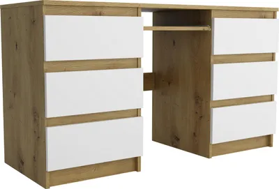 Produktbild von Masseno Schreibtisch ANGULO 130x50x75 cm Bürotisch Computertisch, Eiche Artisan