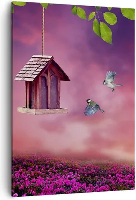 Produktbild von Bild auf Leinwand - Leinwandbild - Einteilig - Vögel Wiese Garten Dekoration - 50x70cm - Wand Bild - Wanddeko - Wandbilder - Leinwanddruck - Wanddekoration - Leinwand bilder - Wandbild - PA50x70-3115
