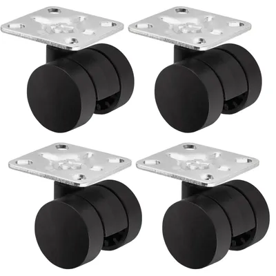 Produktbild von SOTECH Möbelrolle AACHEN Ø 35 mm schwarz – ohne Bremse, Montageplatte (4er Set)