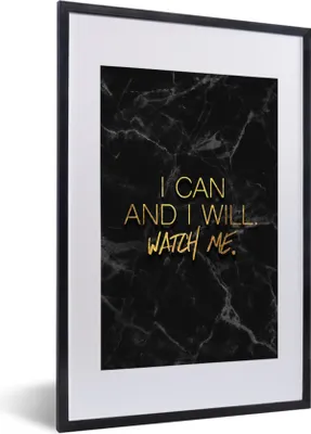 Produktbild von MuchoWow® Gerahmtes Poster Zitate - Marmor - Gold - Schwarz 40x60 cm - Poster mit Schwarzem Bilderrahmen Wandposter Rahmen Foto Bilder - Poster in Rahmen