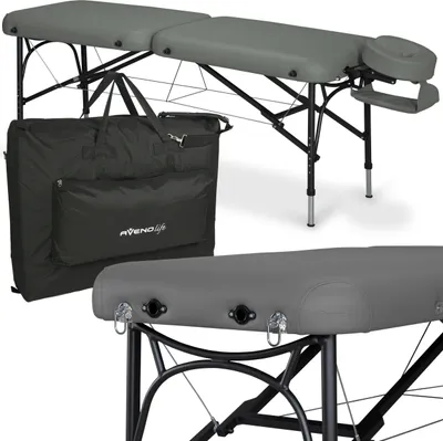 Produktbild von Habys, Luna Light Aluminium Massageliege, Kosmetikliege Klappbar, Massagetisch, Tattooliege, Höhenverstellbar , Tragebares, Tragetasche, 214 cm, Grau
