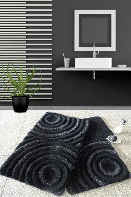 Produktbild von Mijolnir, Wave - Black, Badematten, Schwarz, Acryl, 60 x 100 cm