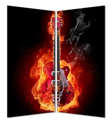 Produktbild von Wallario selbstklebende Duschrückwand 160 x 200 cm mit Motiv Brennende Gitarre - Wandverkleidung mit Hochglanzlaminat in Glasoptik