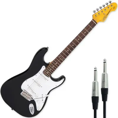 Produktbild von Vintage E-Gitarre V6BB Reissued Boulevard Black mit Kabel
