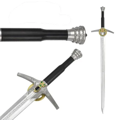 Obrázek produktu pro Fantasy meč z pěnové hmoty, 100 cm, s pochvou – rekvizita pro cosplay a LARP ve středověkém stylu – lehký dekorativní meč do sbírky a herny